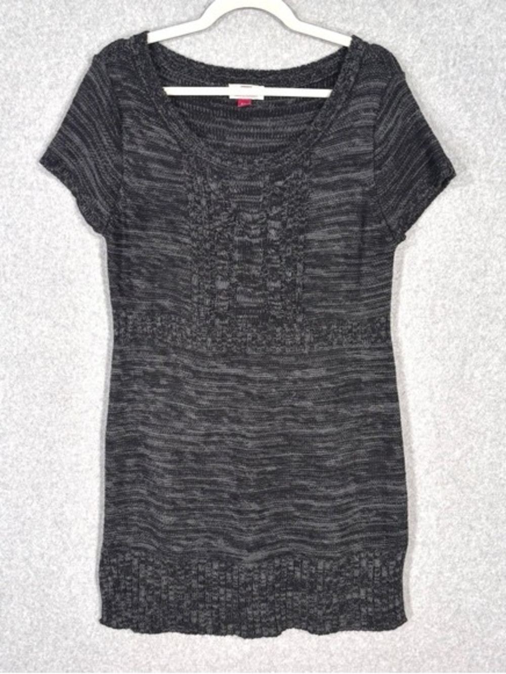 lei Charcoal Marled Knit Short-Sleeve Tunic